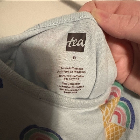 Tea Collection Blue Jumpsuit with Rainbow and Ice Cream Print size 6 - Picture 2 of 3